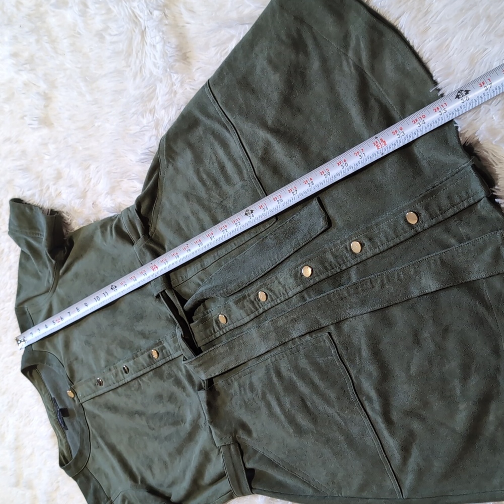 Banana Republic Sage Green Faux Suede Button Down Utility Shirtdress 6 - Picture 12 of 12